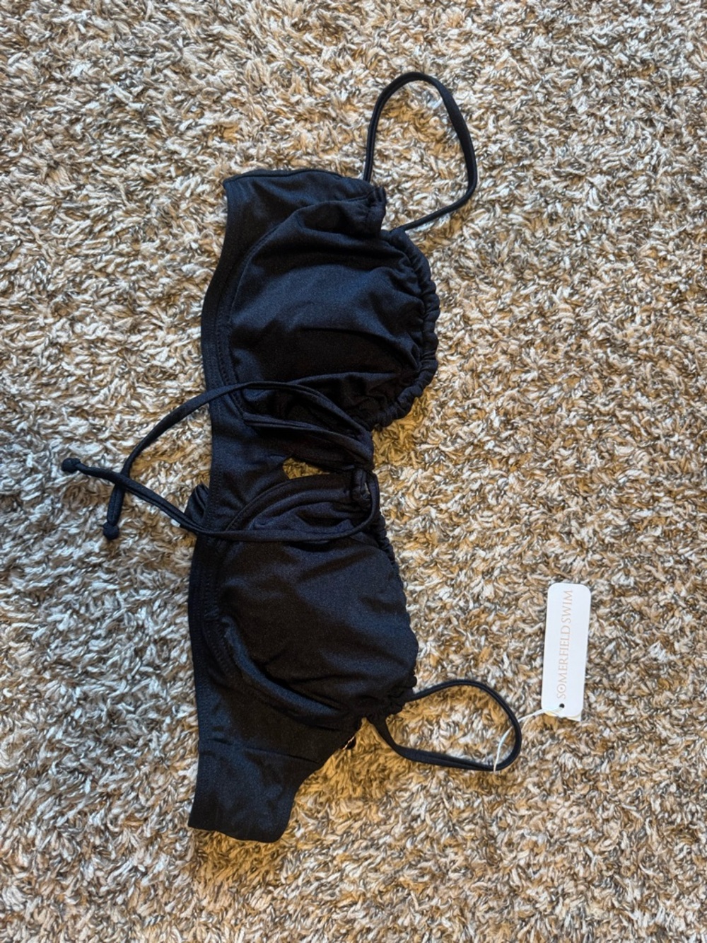 Somerfield Swim Black Ruched Strappy Bikini Top